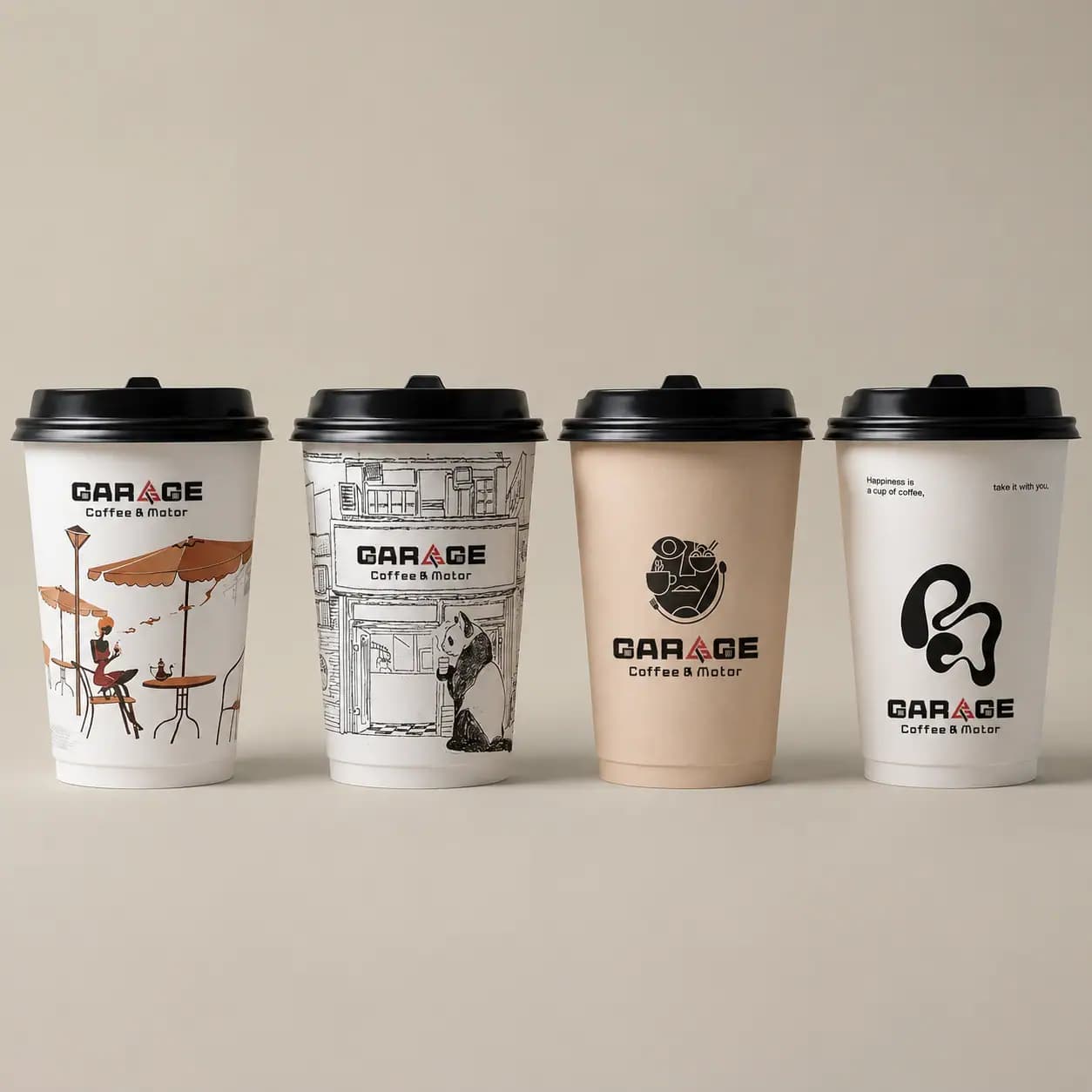 Lineup gelas Garage Coffee & Motor